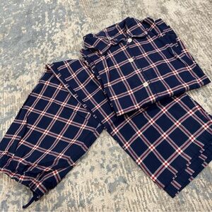 Women's Navy Plaid Pajama Set - Classic Flannel Sleepwear